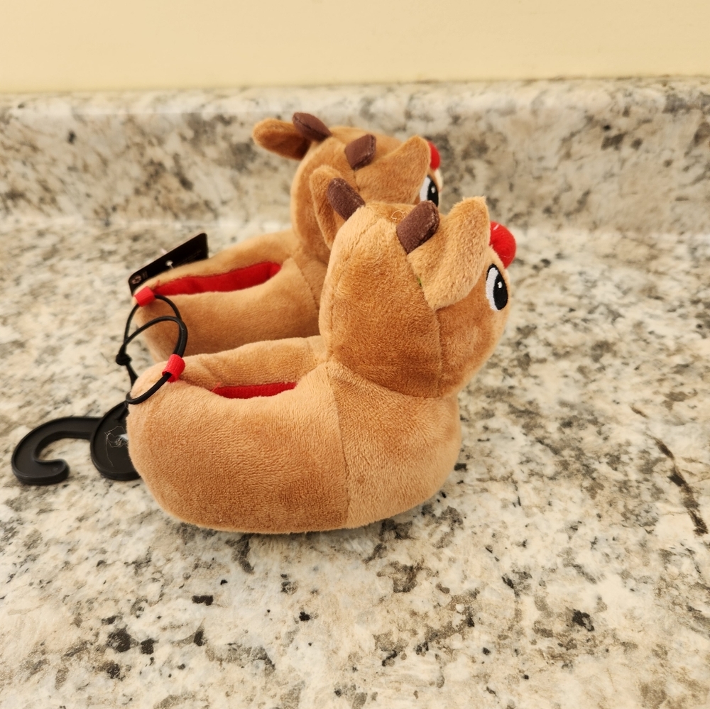 NWT Rudolph the Red Nosed Reindeer Kids Baby Slippers House Shoes Christmas Sz 1 - Picture 8 of 10